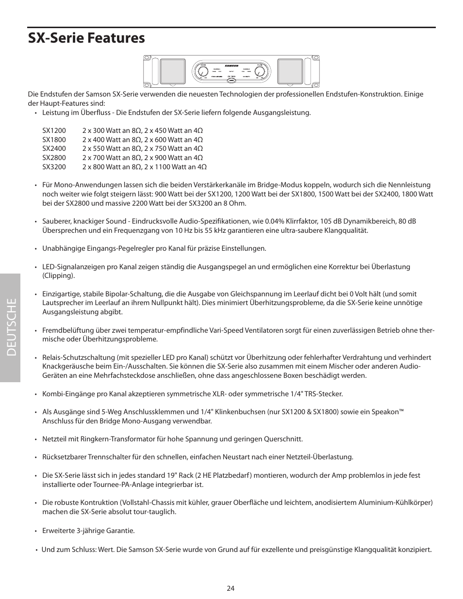 Sx-serie features, Deut sche | Samson SX2800 User Manual | Page 26 / 60