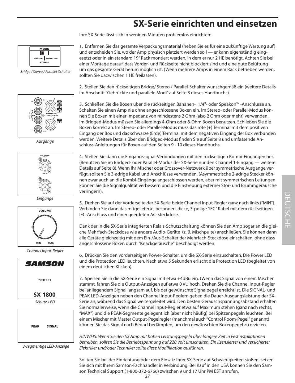 Sx-serie einrichten und einsetzen, Deut sche | Samson SX2800 User Manual | Page 29 / 60