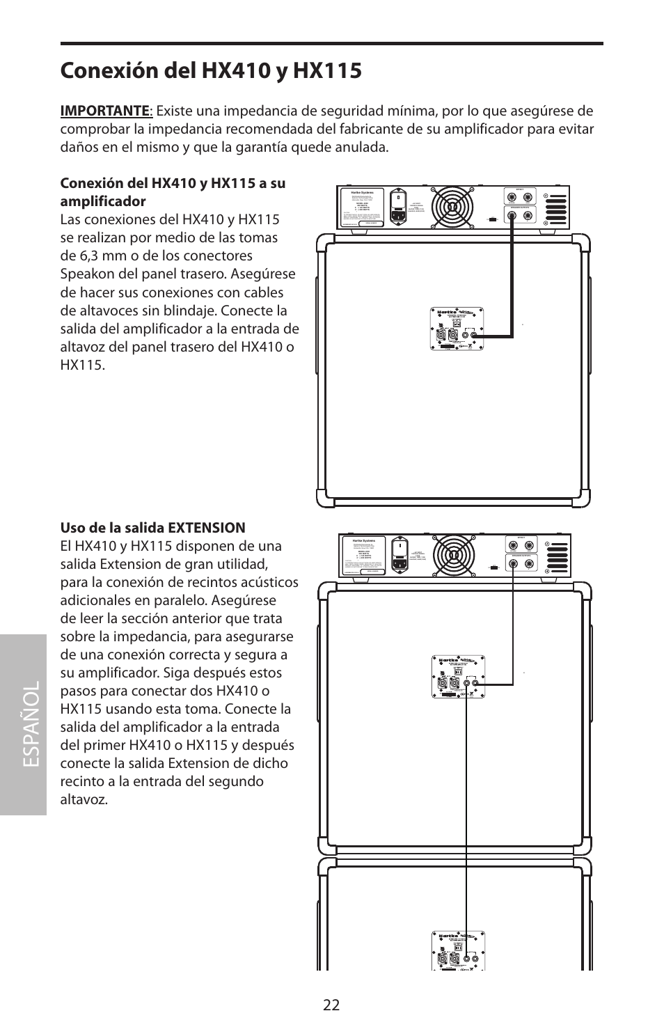 Esp añol | Samson HyDrive HX410 User Manual | Page 26 / 40