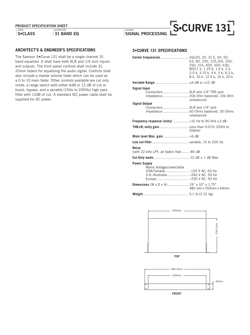 Curve 131 | Samson S.CURVE 131 User Manual | Page 2 / 2