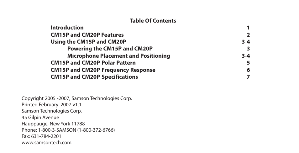 Samson CM15P User Manual | Page 3 / 12