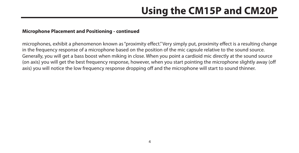 Using the cm15p and cm20p | Samson CM15P User Manual | Page 7 / 12