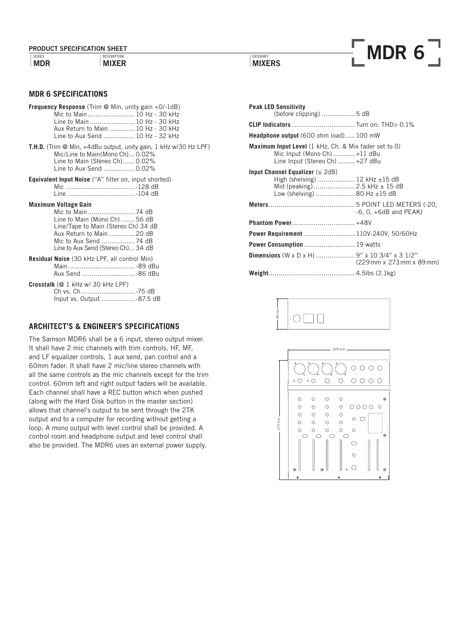 Mdr 6 | Samson MDR 6 User Manual | Page 2 / 2