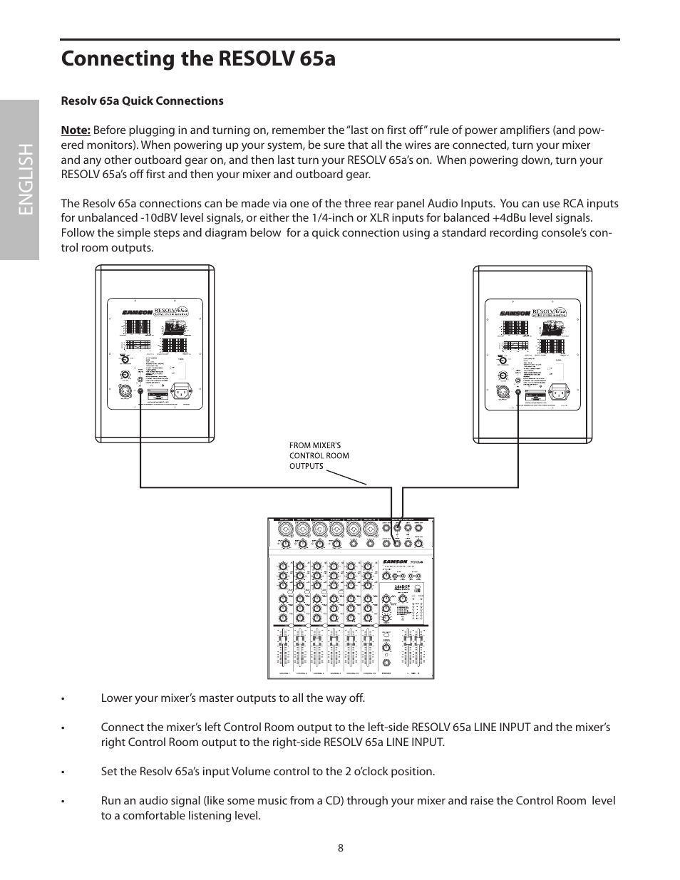 Connecting the resolv 65a, English | Samson Resolv 65a RESOLV65A User Manual | Page 10 / 52
