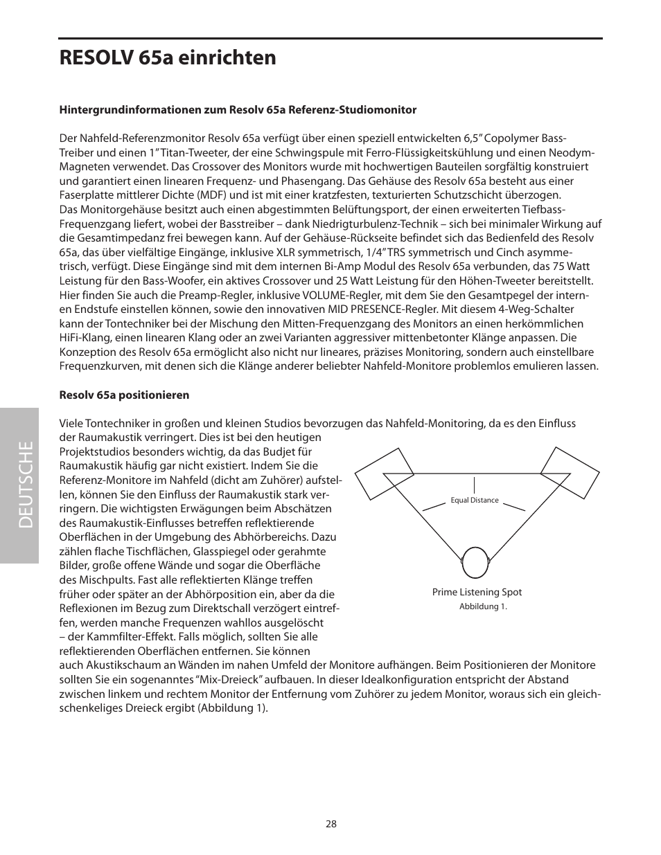 Resolv 65a einrichten, Resolv 65a positionieren, Deut sche | Samson Resolv 65a RESOLV65A User Manual | Page 30 / 52