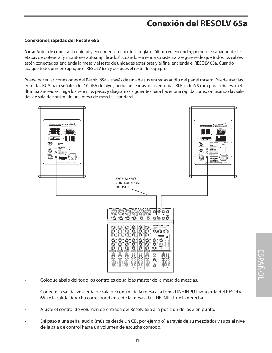 Conexión del resolv 65a, Esp añol | Samson Resolv 65a RESOLV65A User Manual | Page 43 / 52