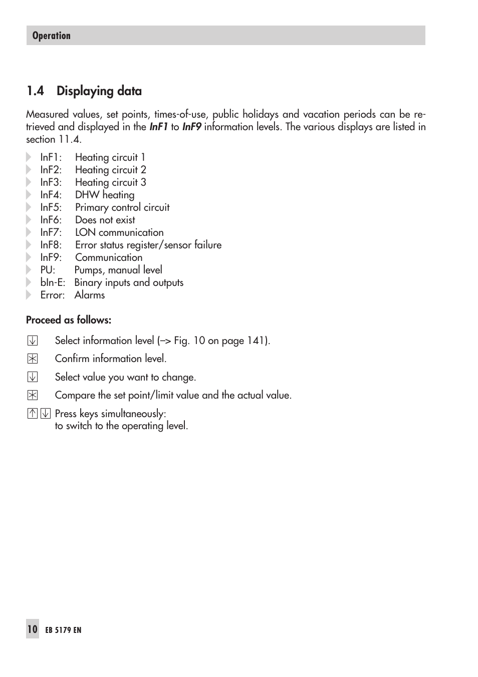 4 dis play ing data 10, Displaying data | Samson Trovis 5100 User Manual | Page 10 / 142