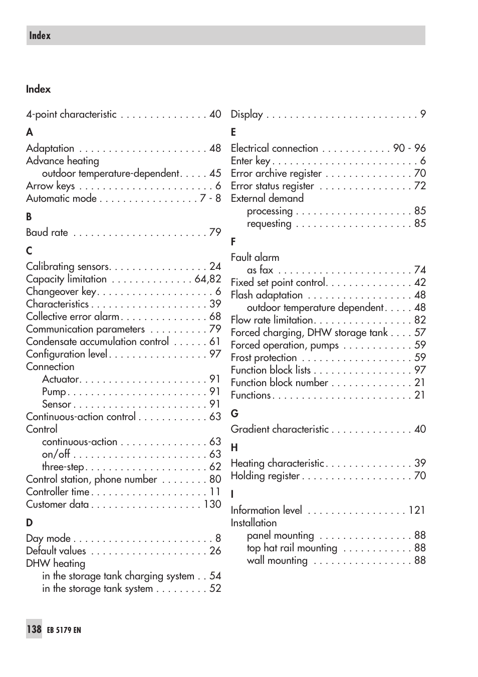In dex | Samson Trovis 5100 User Manual | Page 138 / 142
