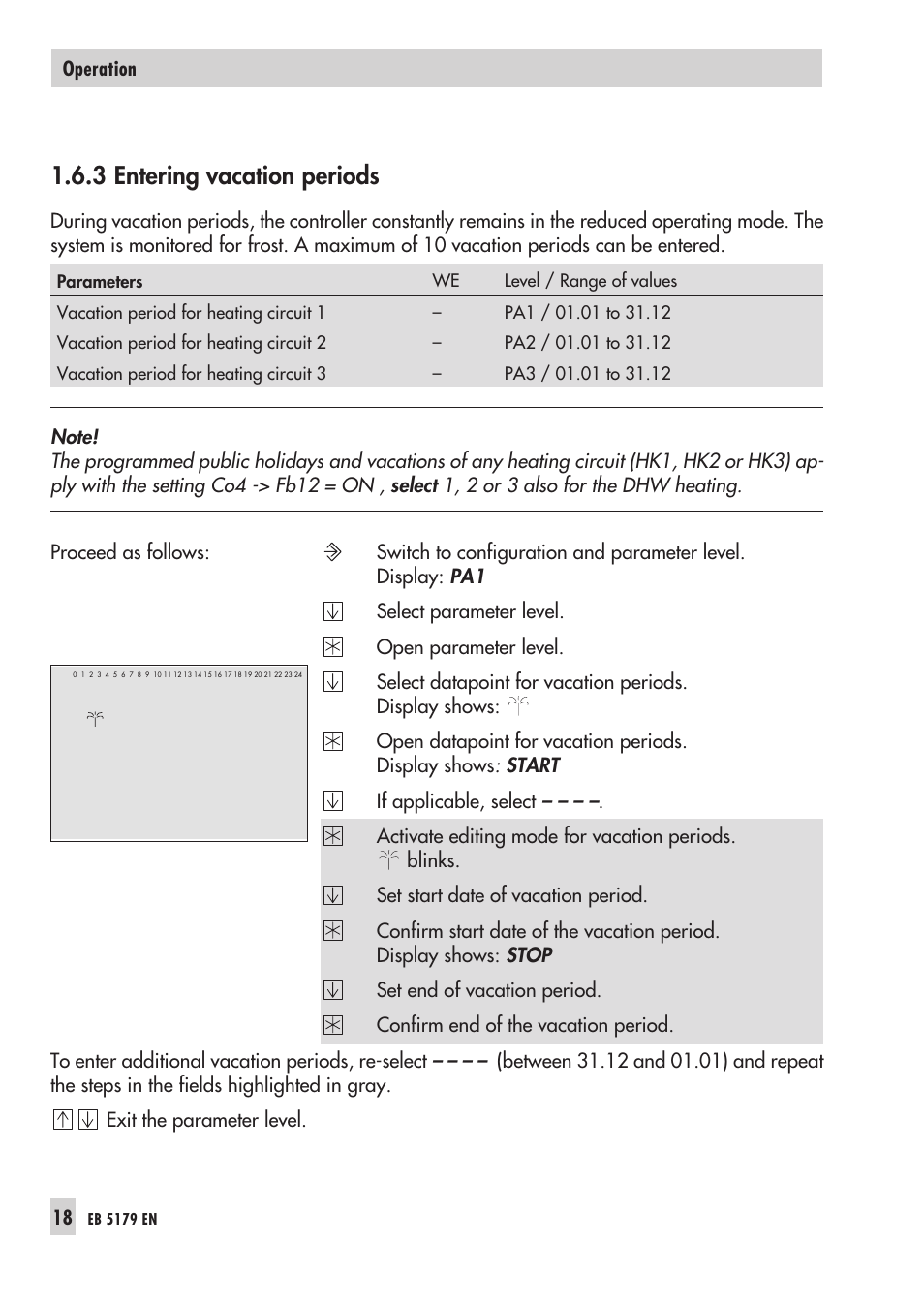 3 ente ring vaca tion peri ods 18, Va ca ti on pe ri ods 18, Entering vacation periods | 3 entering vacation periods | Samson Trovis 5100 User Manual | Page 18 / 142