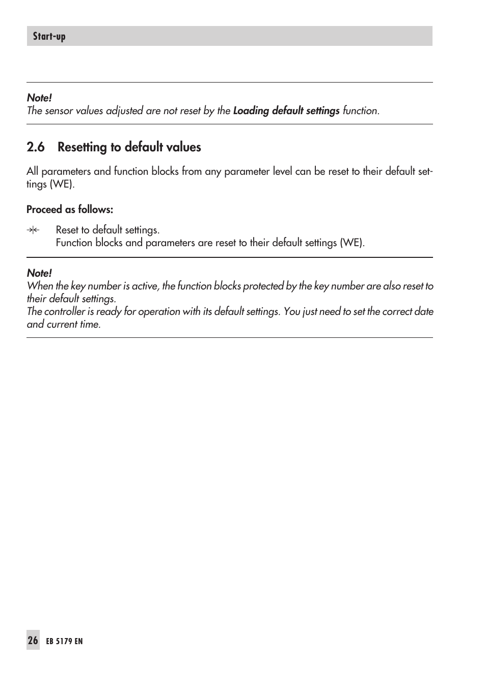 6 reset ting to default values 26, De fault va lu es 26, Resetting to default values | 6 resetting to default values | Samson Trovis 5100 User Manual | Page 26 / 142