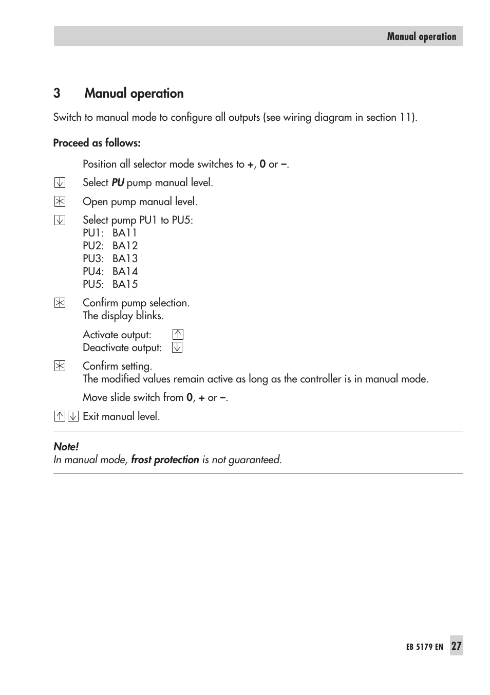 3 manual ope ra tion 27, Manual operation, 3manual operation | Samson Trovis 5100 User Manual | Page 27 / 142