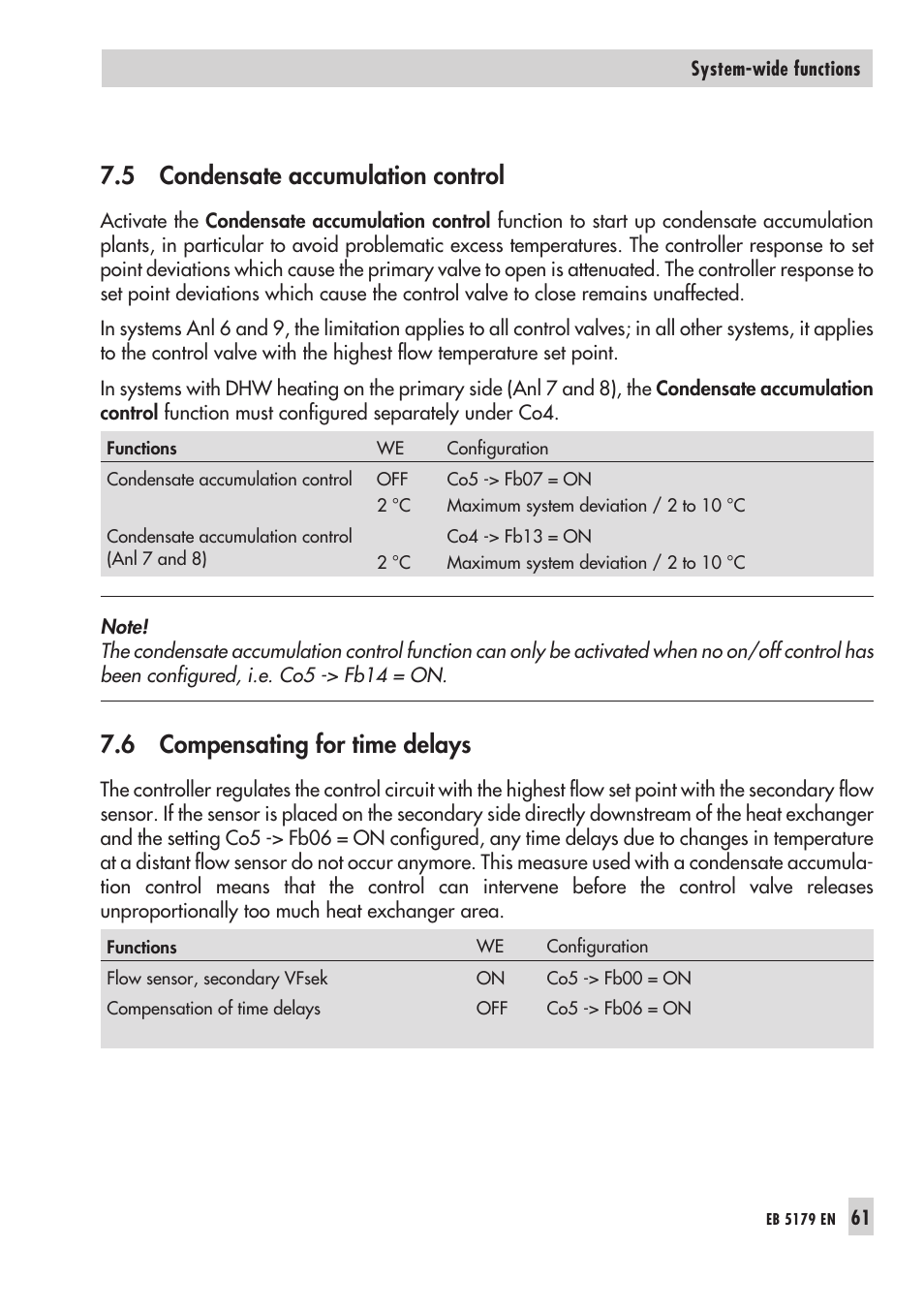 7 three-step con trol 61, Con den sa te ac cu mu la ti on con trol 61, Time de lays, com pen sa ting for 61 | Three-step control, 5 condensate accumulation control, 6 compensating for time delays | Samson Trovis 5100 User Manual | Page 61 / 142