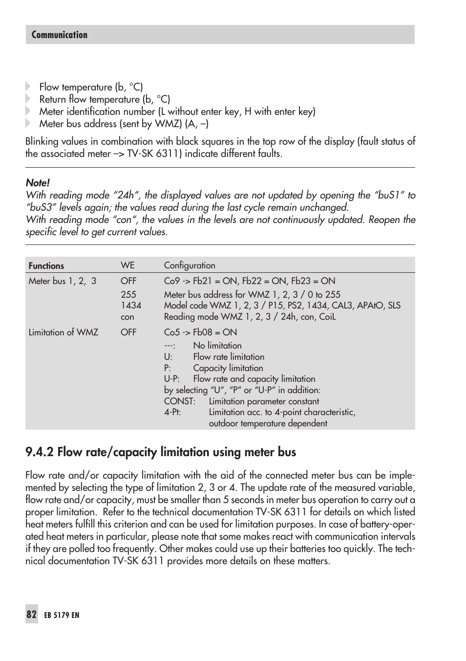 Flow rate li mi ta tion 82, Using me ter bus 82, 2 flow rate/capacity limitation using meter bus | Samson Trovis 5100 User Manual | Page 82 / 142