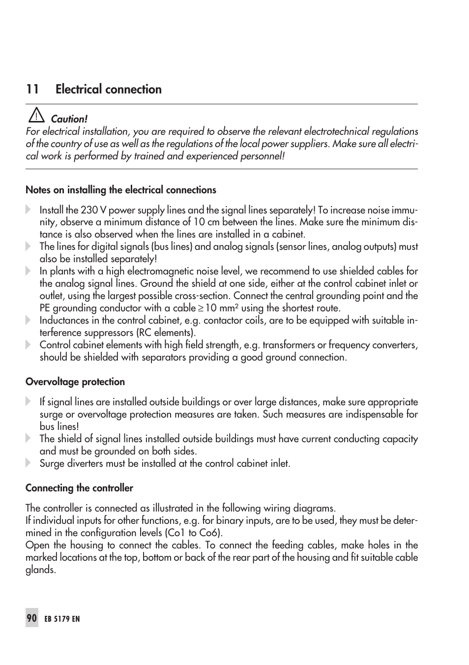 Elec tri cal con nec ti on 90 - 96, Over vol ta ge pro tec ti on 90 | Samson Trovis 5100 User Manual | Page 90 / 142