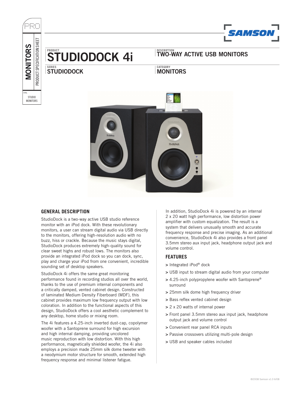 Samson STUDIODOCK 4i User Manual | 2 pages