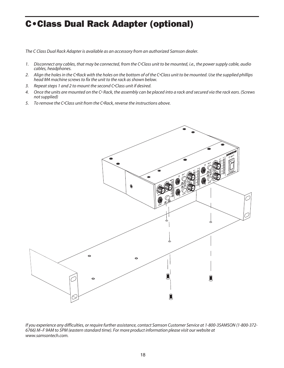 C•class dual rack adapter (optional) | Samson C.valve C Class User Manual | Page 20 / 24