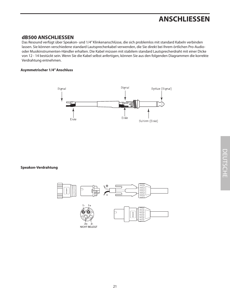 Anschliessen, Deut sche | Samson RS15 User Manual | Page 25 / 44