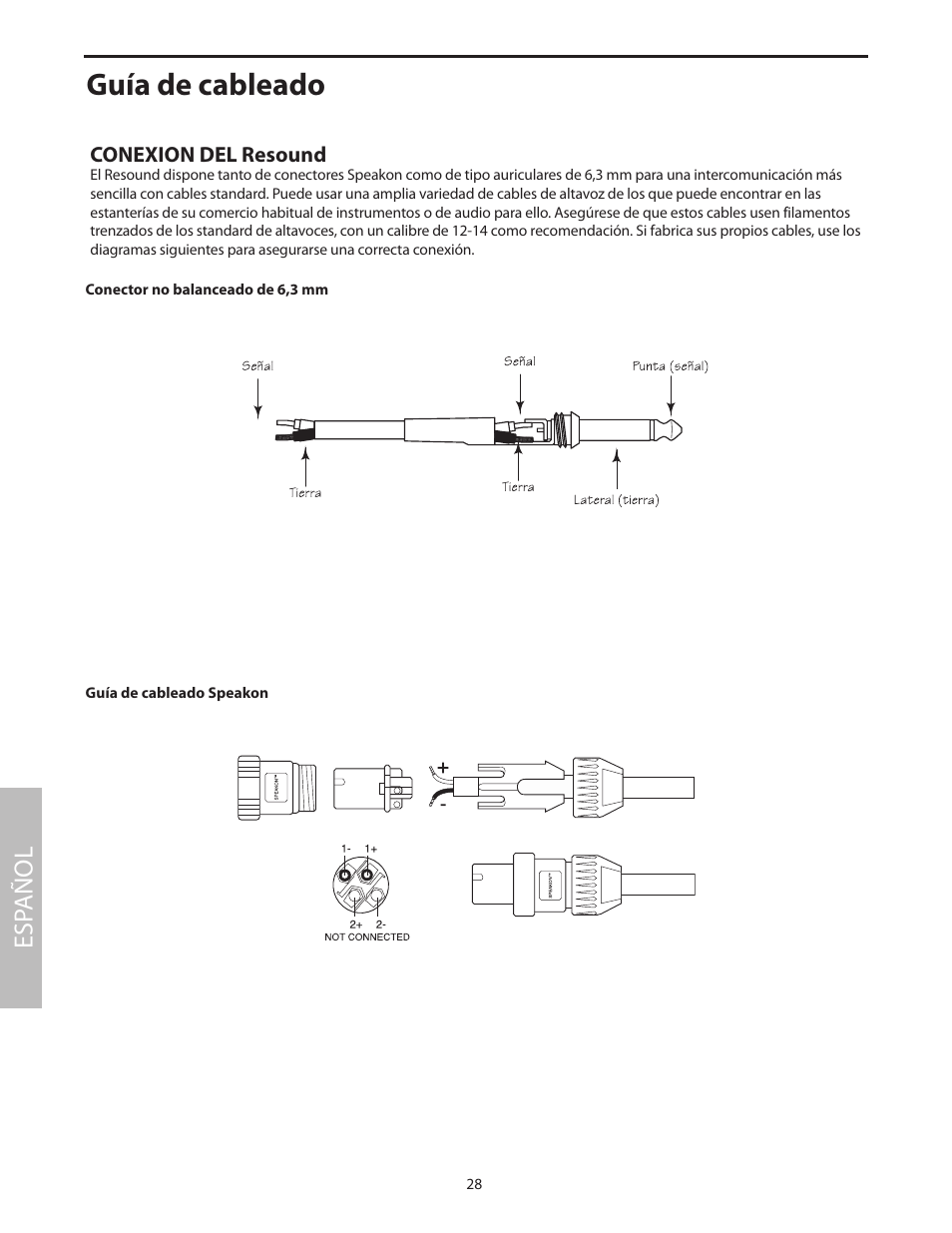 Guía de cableado, Esp añol | Samson RS15 User Manual | Page 32 / 44