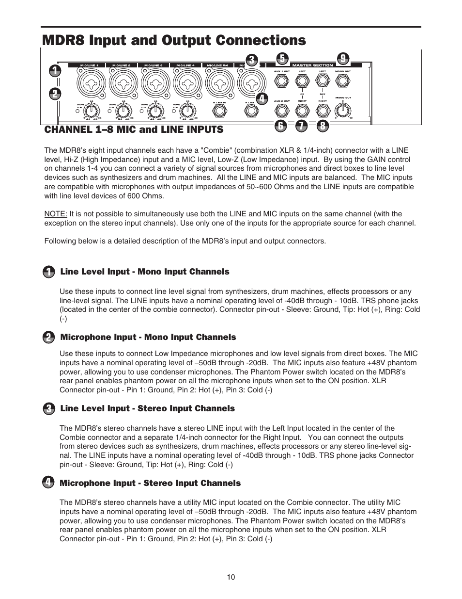 Mdr8 input and output connections | Samson MDR8 User Manual | Page 12 / 24