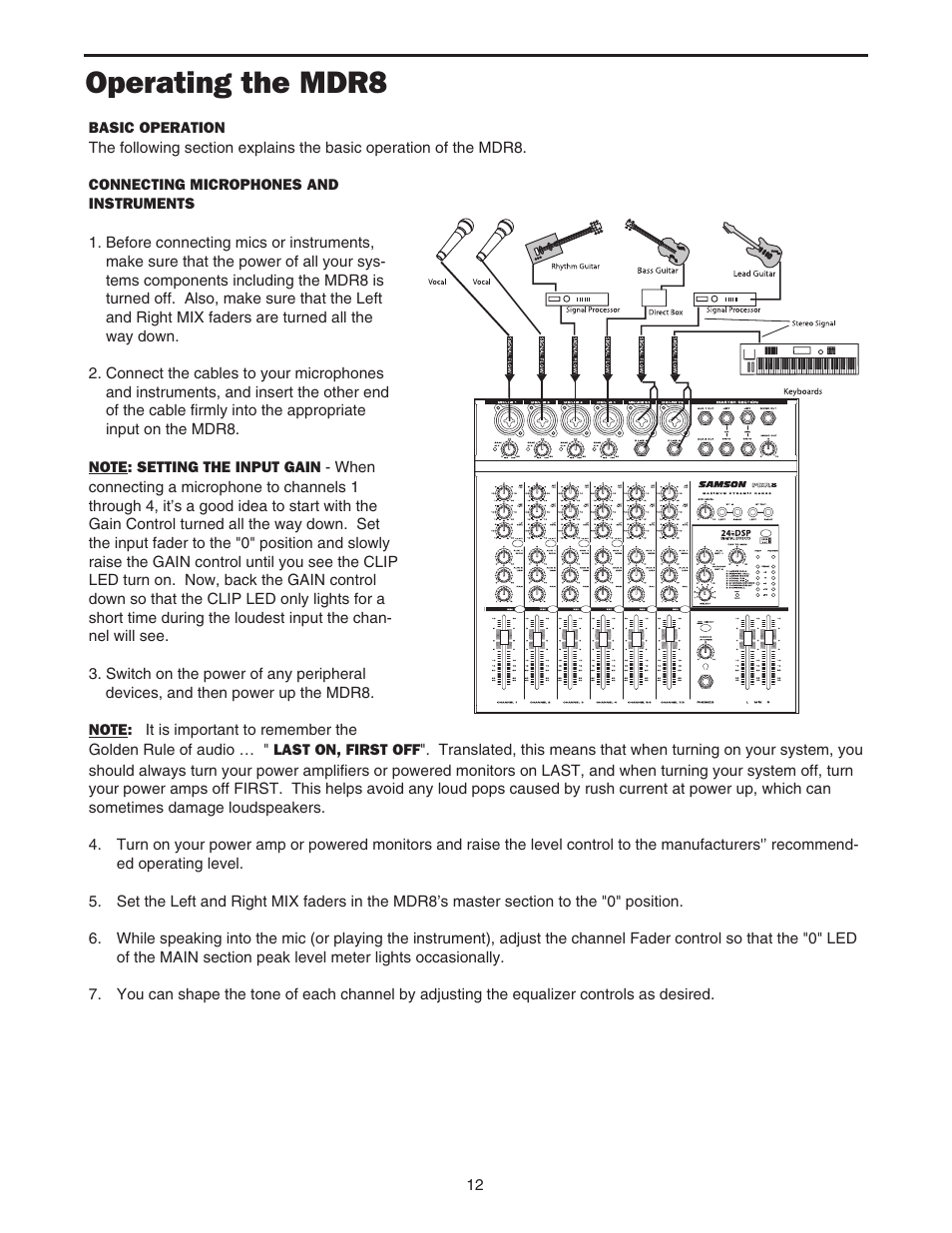 Operating the mdr8 | Samson MDR8 User Manual | Page 14 / 24