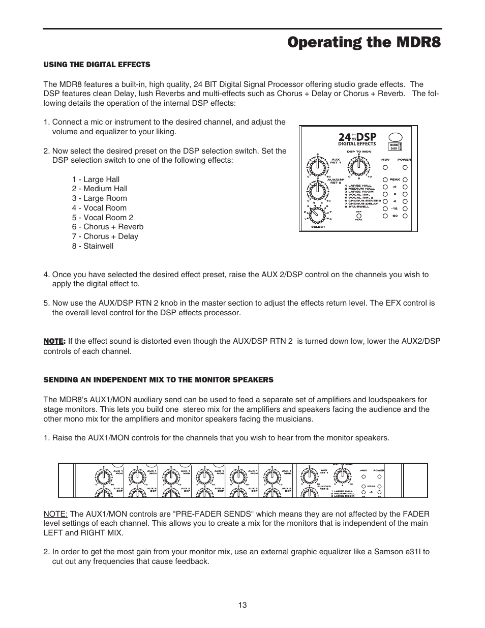 Operating the mdr8 | Samson MDR8 User Manual | Page 15 / 24