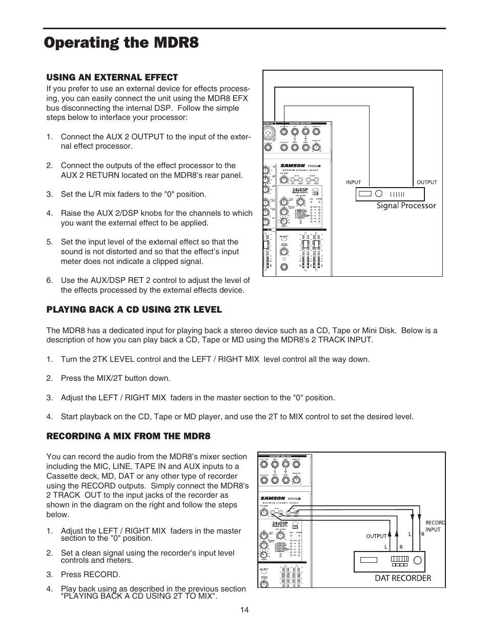 Operating the mdr8 | Samson MDR8 User Manual | Page 16 / 24