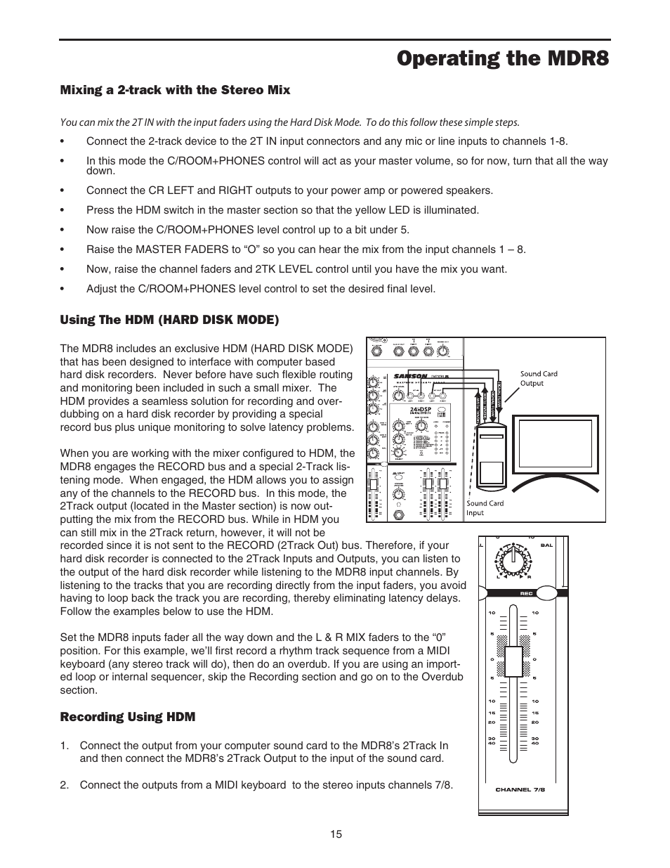 Operating the mdr8 | Samson MDR8 User Manual | Page 17 / 24