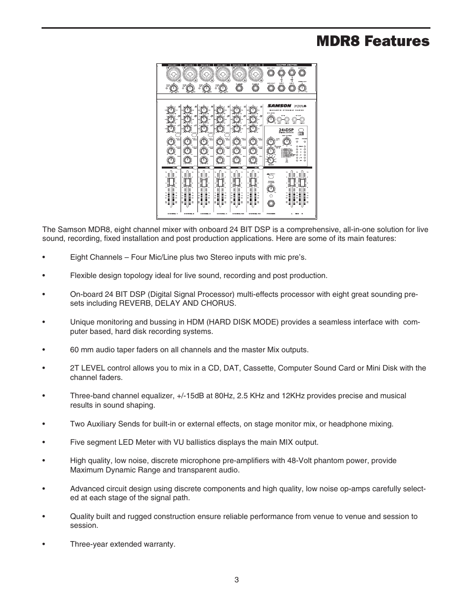 Mdr8 features | Samson MDR8 User Manual | Page 5 / 24