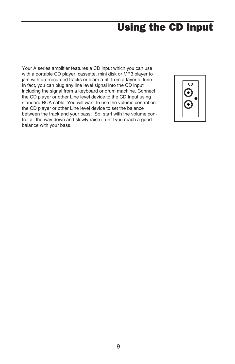 Using the cd input | Samson A100 User Manual | Page 11 / 16