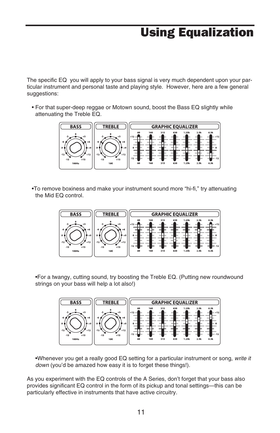Using equalization | Samson A100 User Manual | Page 13 / 16
