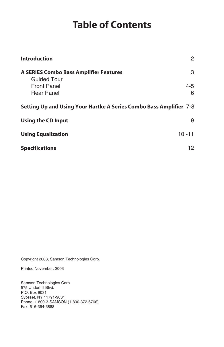 Samson A100 User Manual | Page 3 / 16