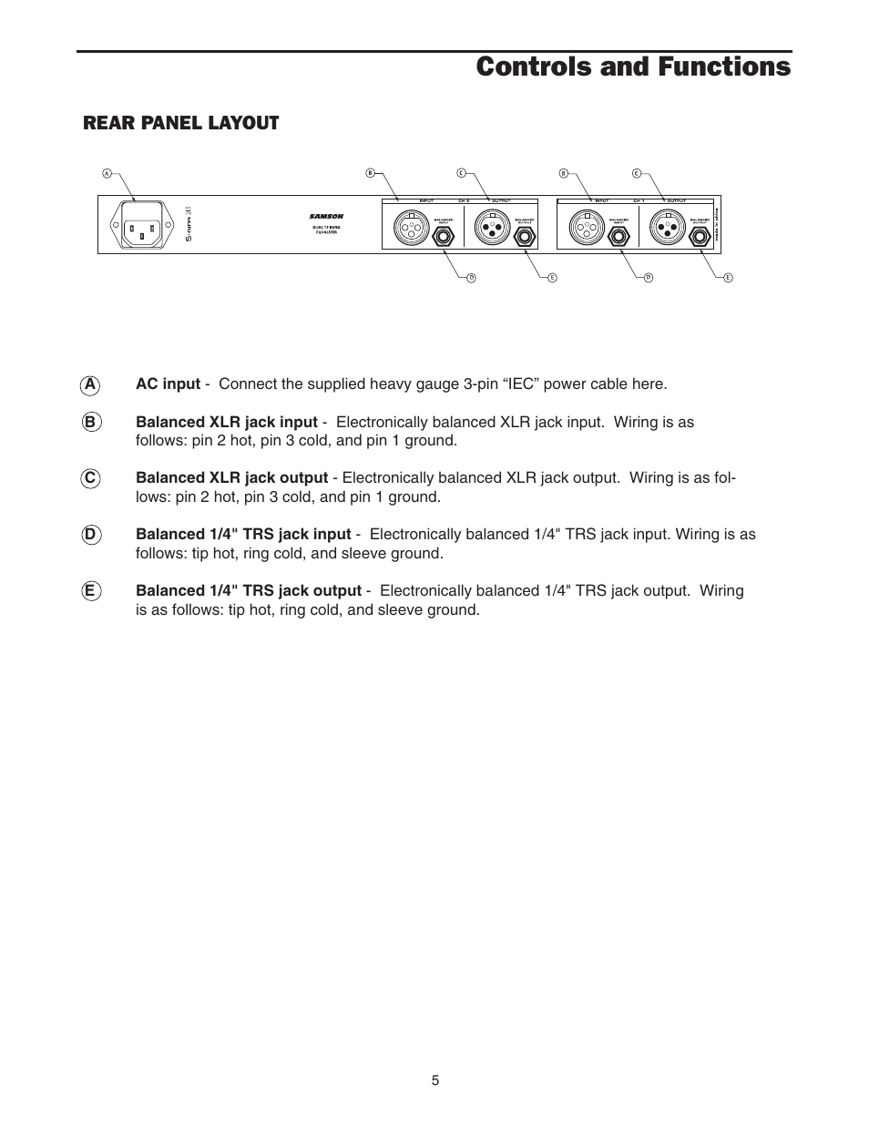 Controls and functions | Samson 215 User Manual | Page 7 / 20