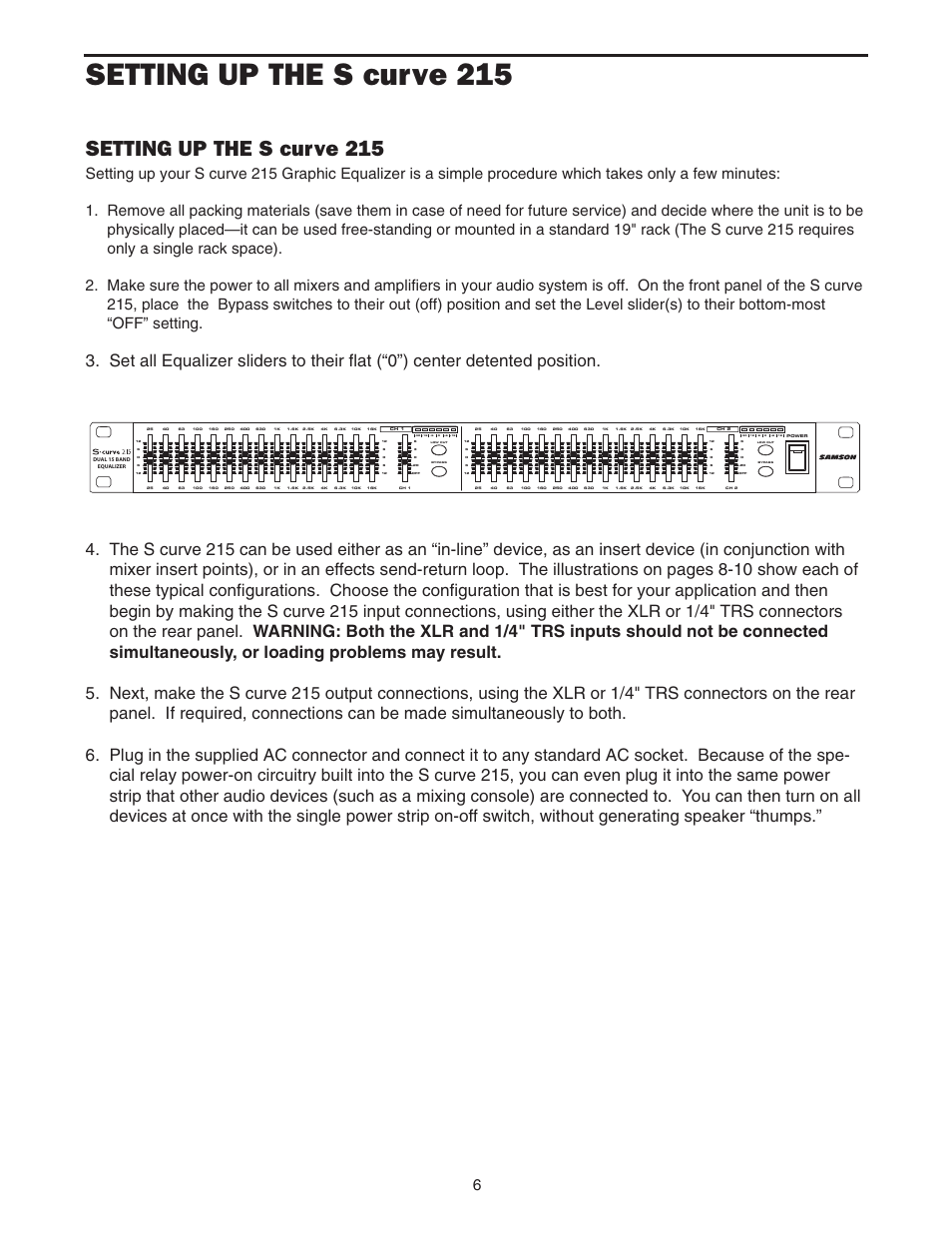 Setting up the s curve 215 | Samson 215 User Manual | Page 8 / 20