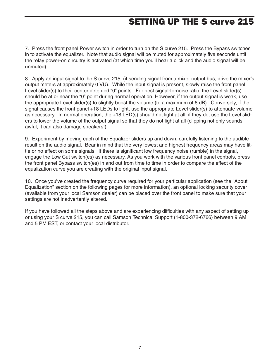 Setting up the s curve 215 | Samson 215 User Manual | Page 9 / 20