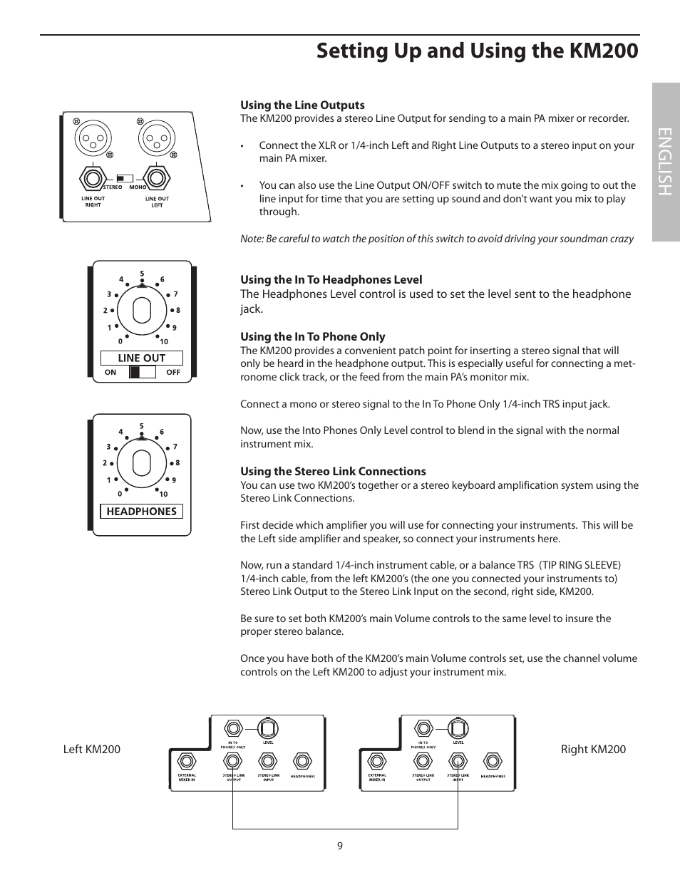 Setting up and using the km200, English | Samson KM200 User Manual | Page 13 / 72