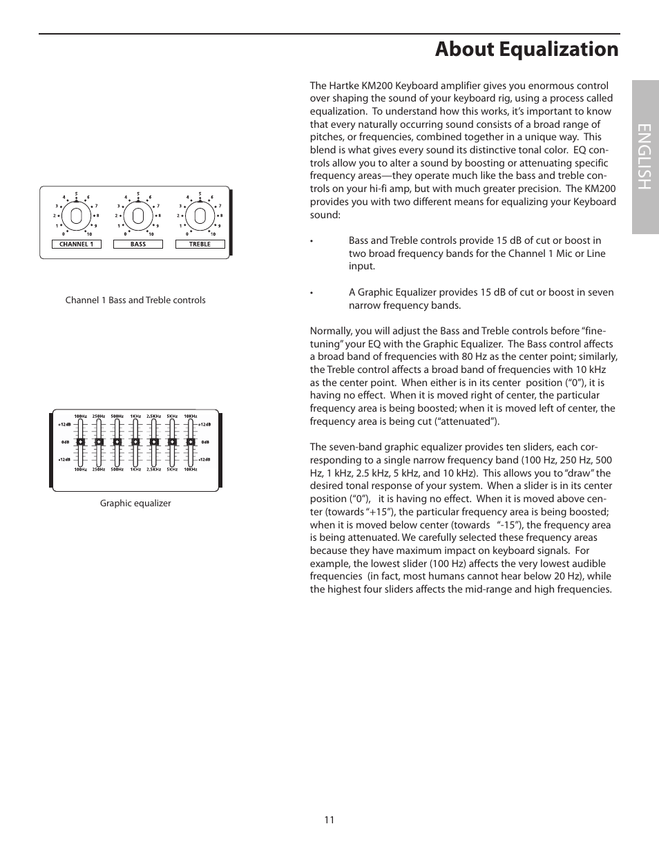 About equalization, English | Samson KM200 User Manual | Page 15 / 72