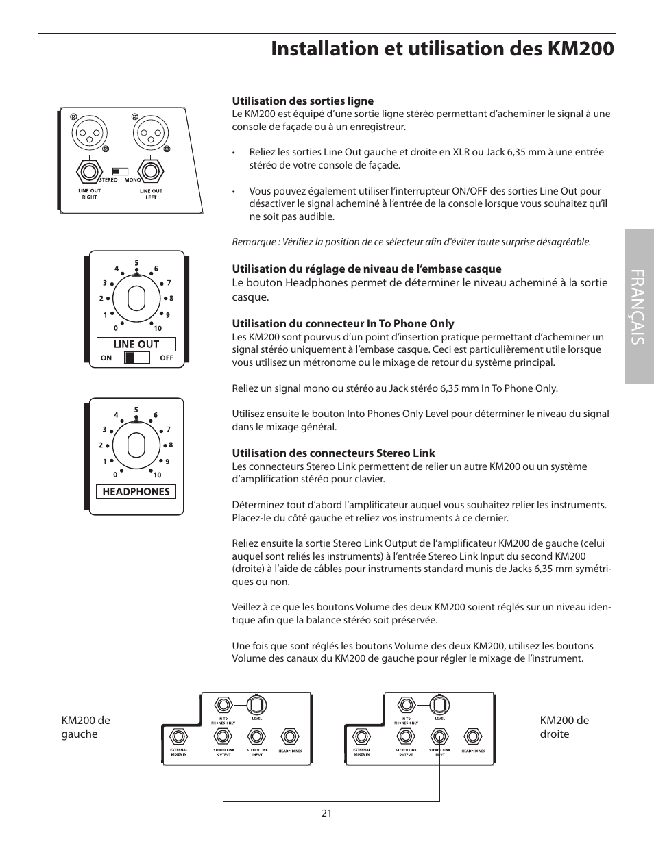 Installation et utilisation des km200, Fr anç ais | Samson KM200 User Manual | Page 25 / 72