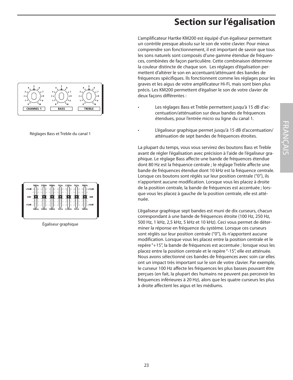Section sur l’égalisation, Fr anç ais | Samson KM200 User Manual | Page 27 / 72