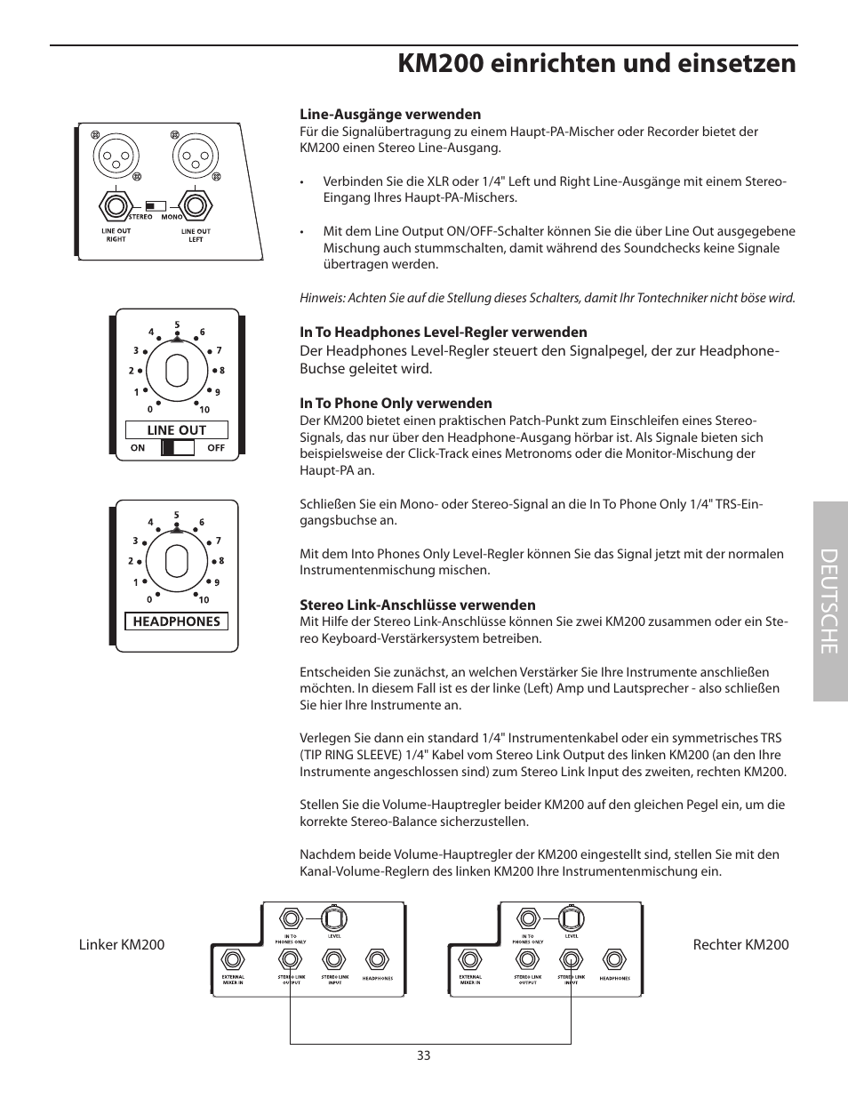 Km200 einrichten und einsetzen, Deut sche | Samson KM200 User Manual | Page 37 / 72