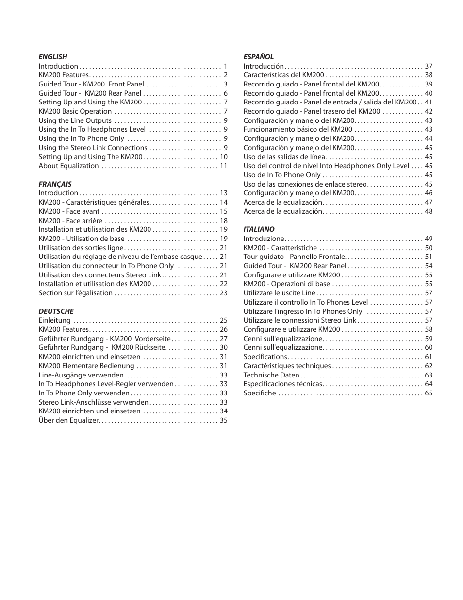 Samson KM200 User Manual | Page 4 / 72