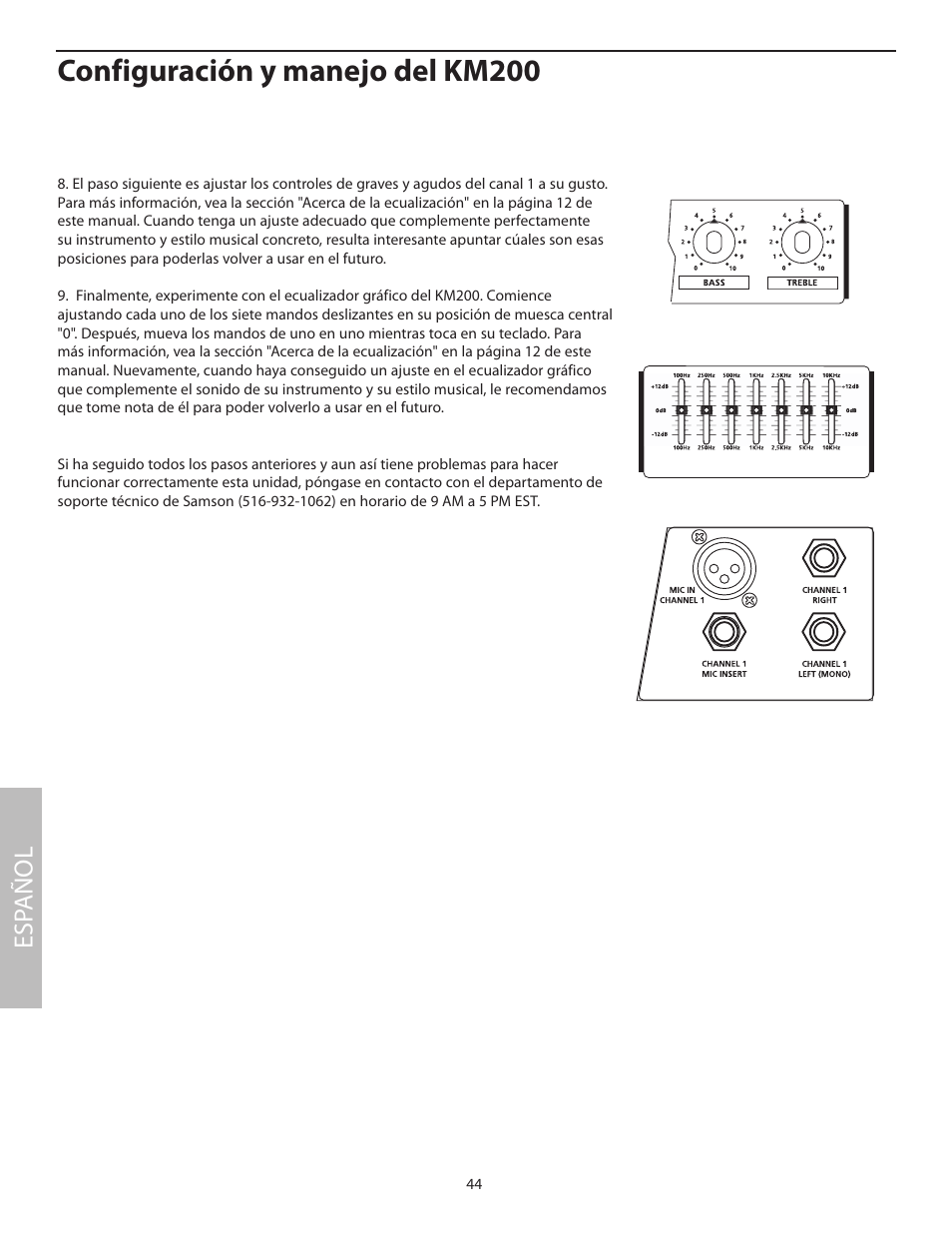 Configuración y manejo del km200, Esp añol | Samson KM200 User Manual | Page 48 / 72