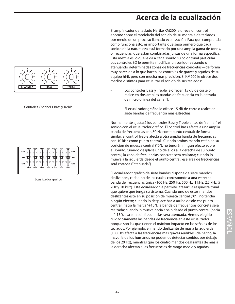 Acerca de la ecualización, Esp añol | Samson KM200 User Manual | Page 51 / 72