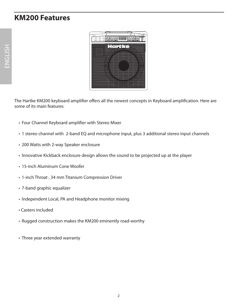 Km200 features, English | Samson KM200 User Manual | Page 6 / 72