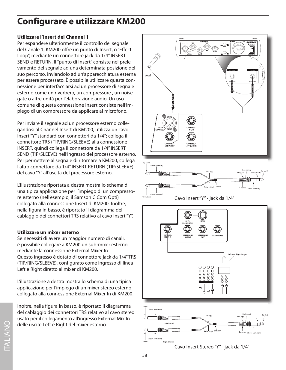 Configurare e utilizzare km200, It aliano | Samson KM200 User Manual | Page 62 / 72