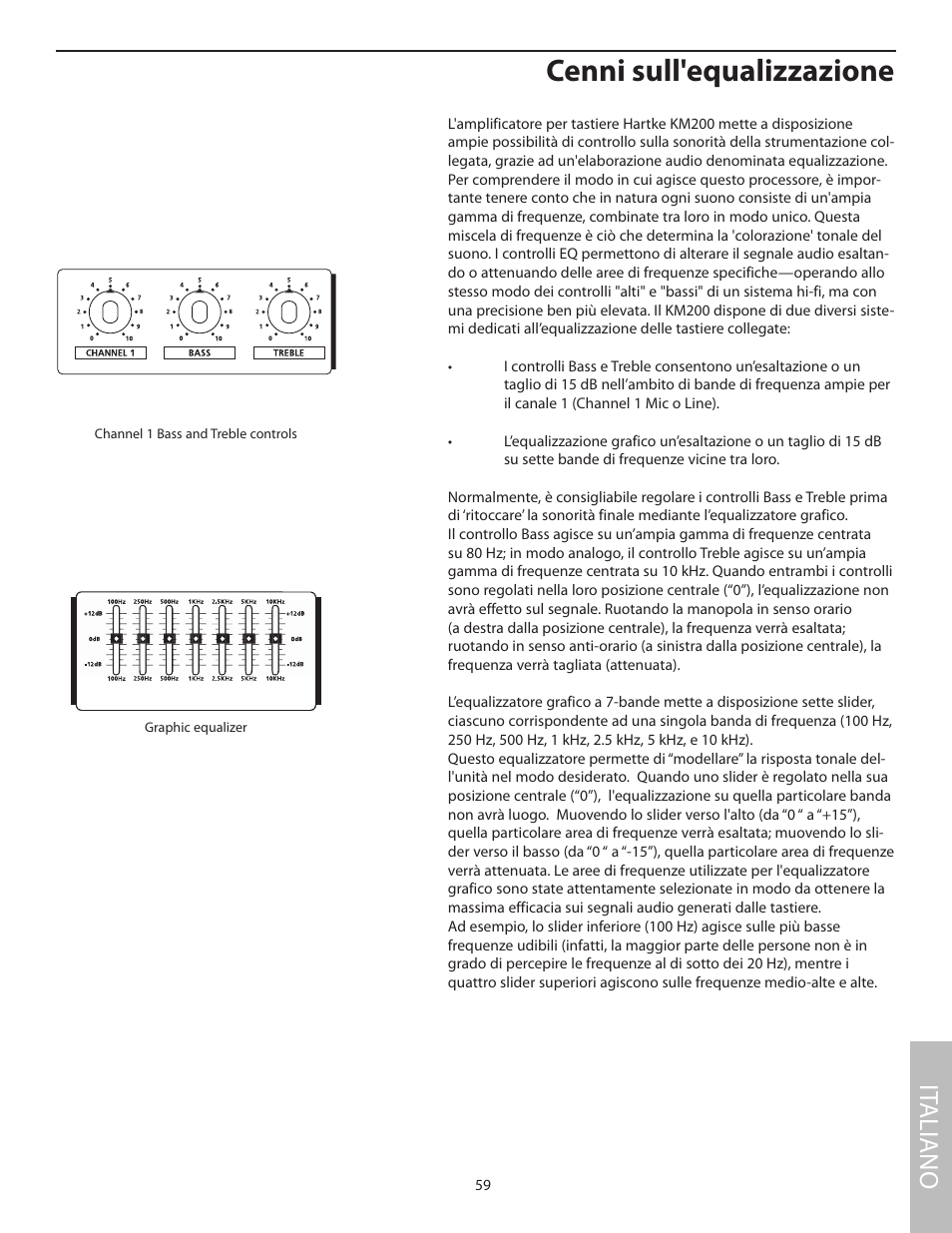 Cenni sull'equalizzazione, It aliano | Samson KM200 User Manual | Page 63 / 72