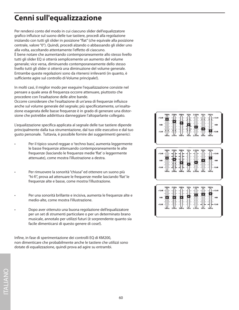 Cenni sull'equalizzazione, It aliano | Samson KM200 User Manual | Page 64 / 72