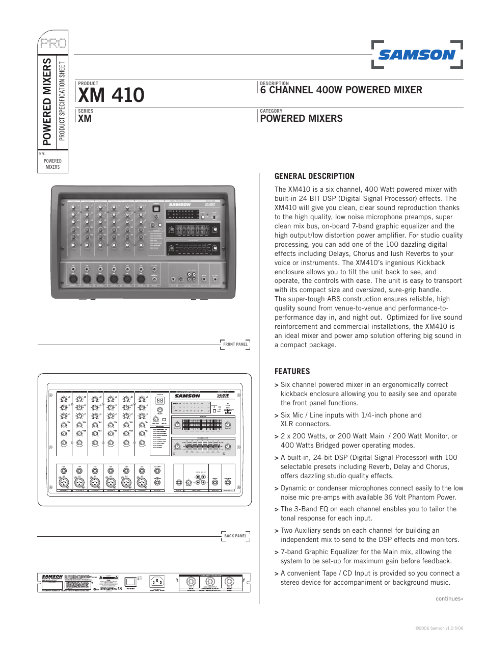 Samson XM 410 User Manual | 2 pages