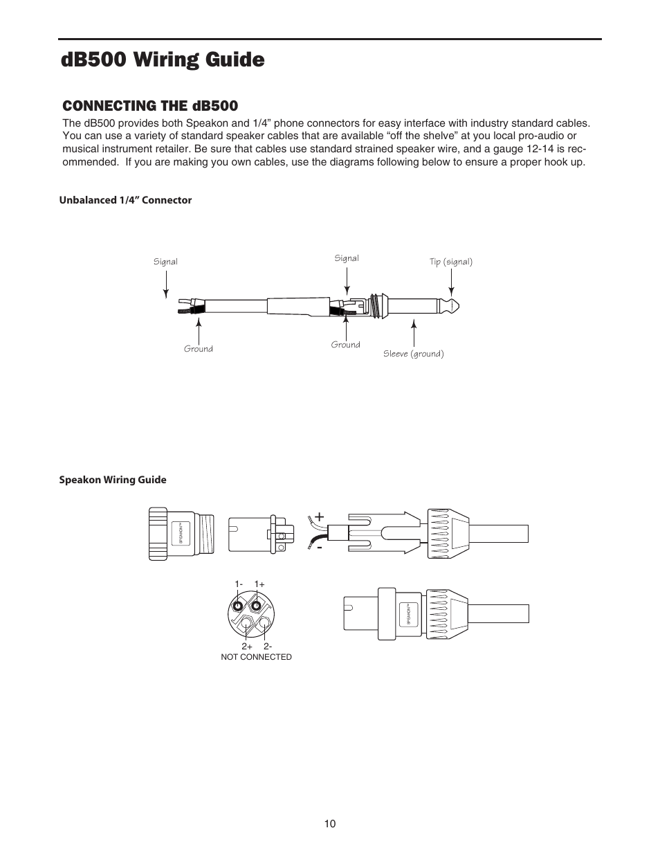 Db500 wiring guide, Connecting the db500 | Samson dB500 User Manual | Page 12 / 14