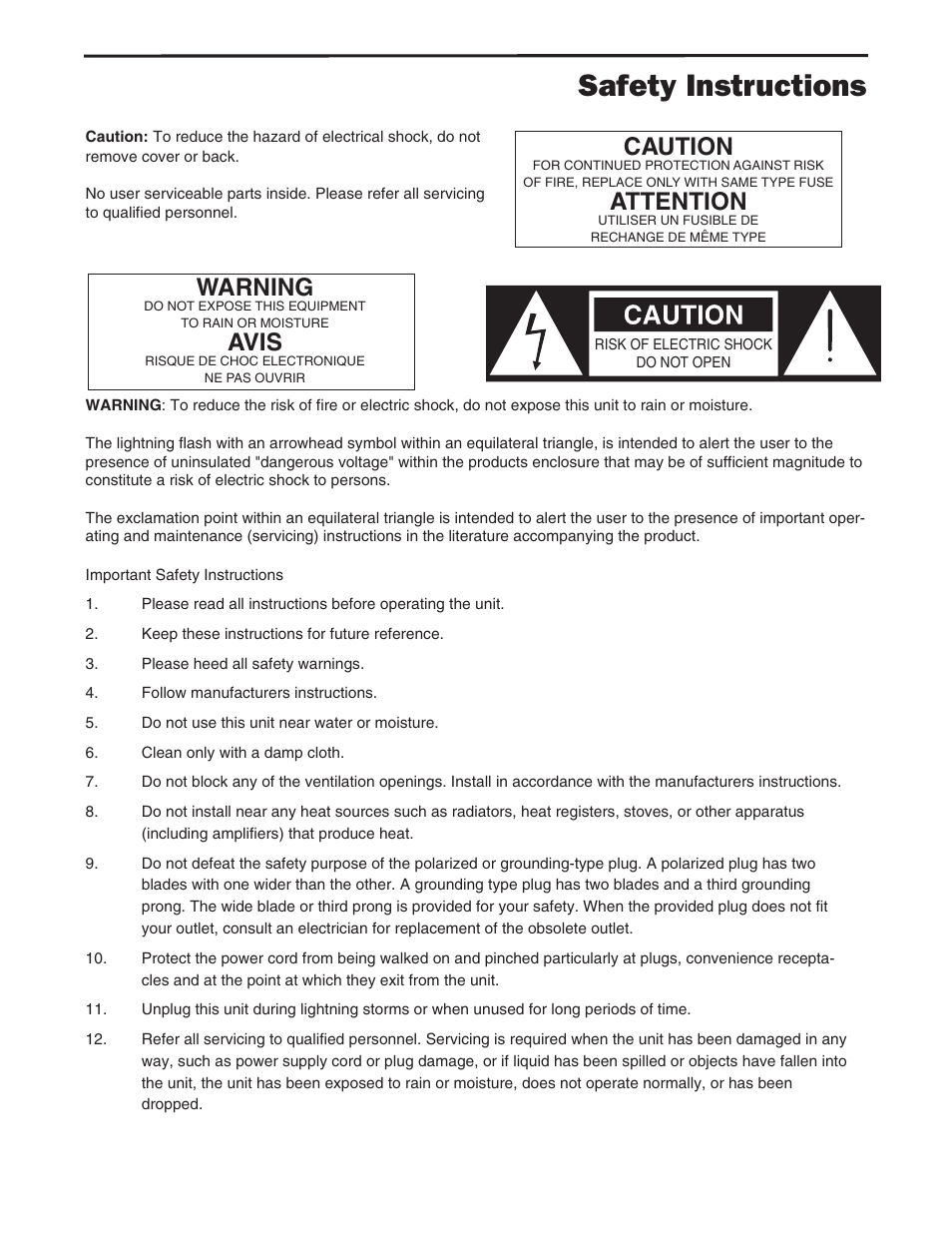 Safety instructions, Warning, Avis | Caution, Attention | Samson dB500 User Manual | Page 2 / 14
