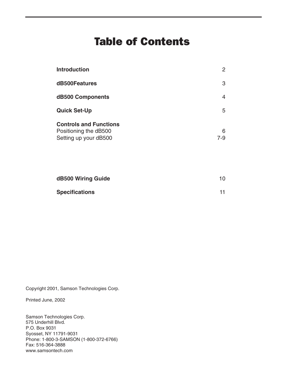 Samson dB500 User Manual | Page 3 / 14